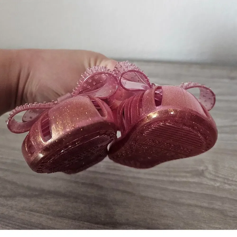 Mini Melissa Aranha ARANHA XIII Pink Glitter Big Bow Studded Toddler Kids 6